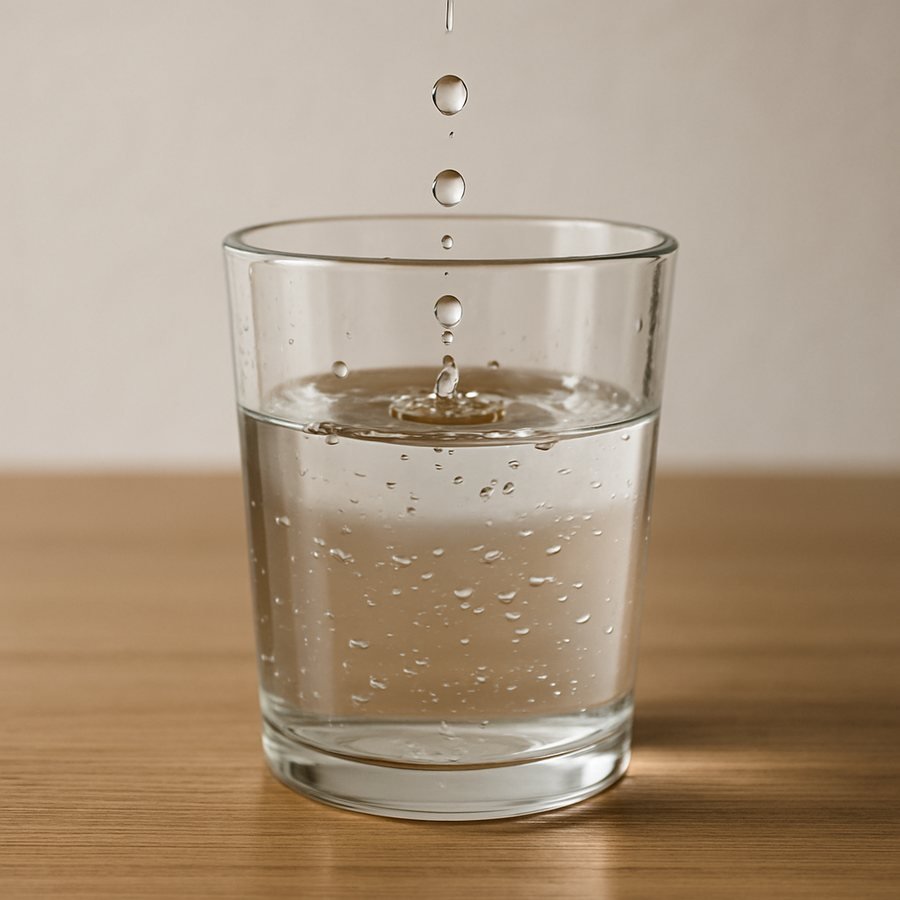 Vaso con ingredientes artificiales disueltos